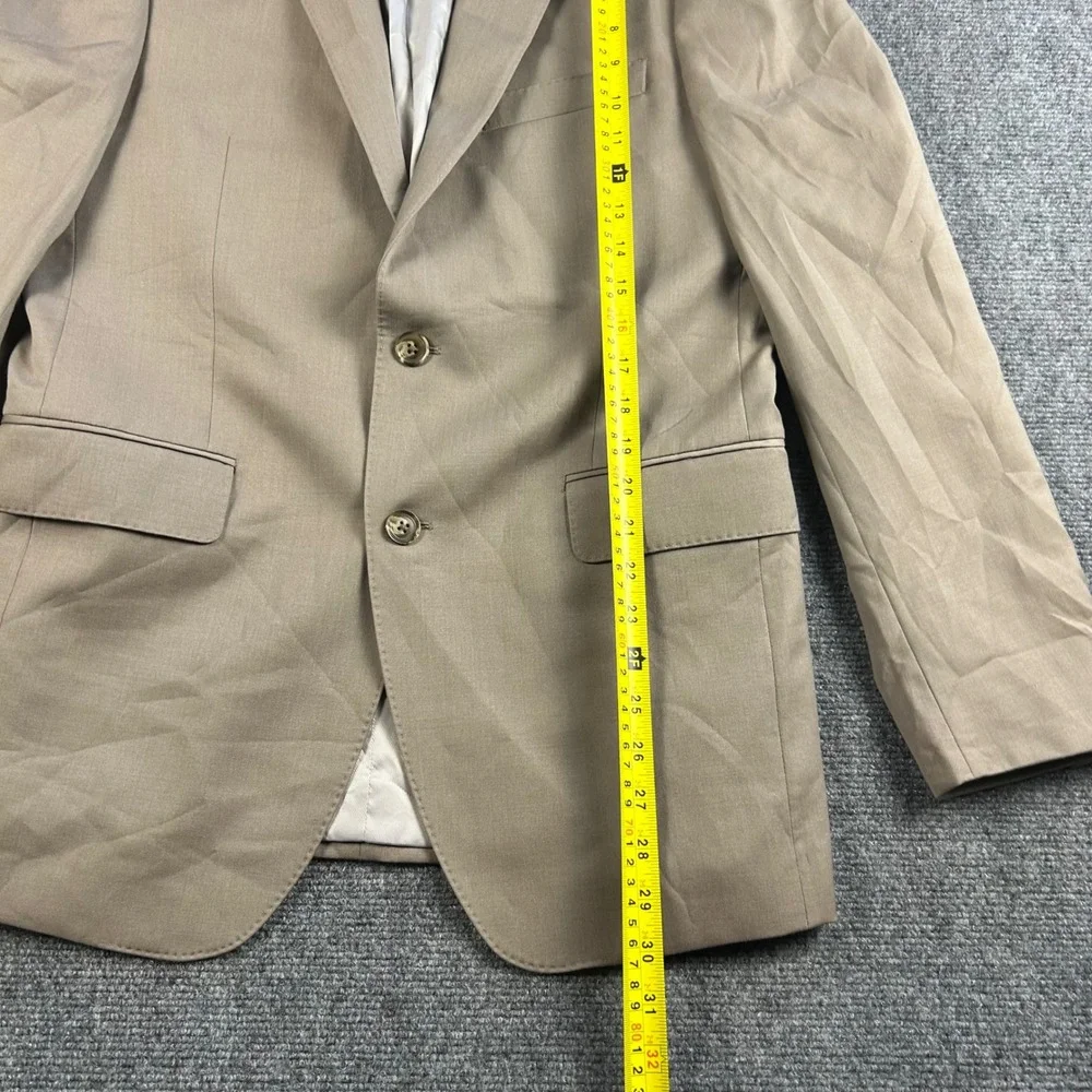 Saks Fifth Avenue Mens 38R Slim Fit 100% Wool Blazer Tan Khaki Sport Coat